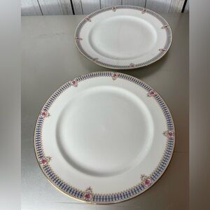 Pair of Limoges Charles Ahrenfeldt Pink Rose Floral & Gold 10 Inch Dinner Plate